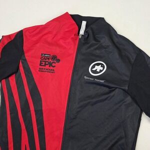 Assos Cape Epic Cycling Jersey Mens XL Black Red Full Zip Pockets Bike Top